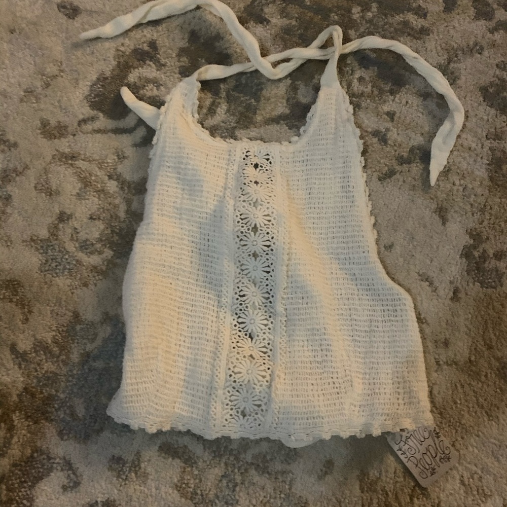 NWT Free People Halter Knit Lace Crop Top